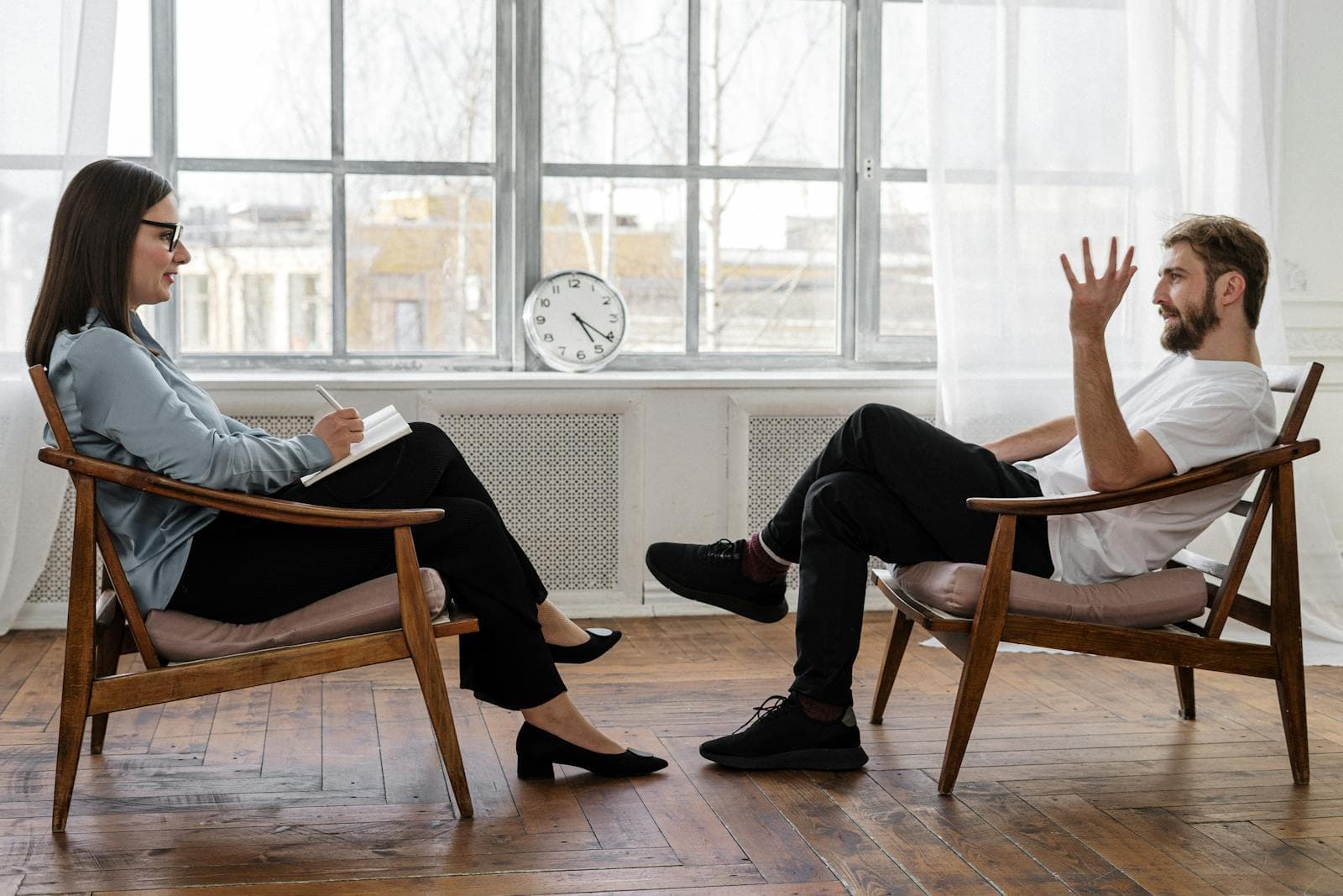 Calm conversation between two adults
